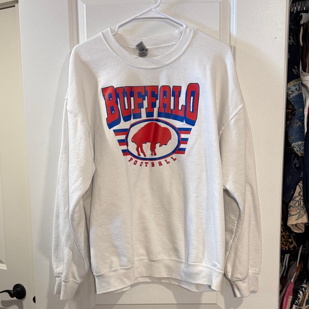 Gildan White Buffalo Football Crewneck Sweater